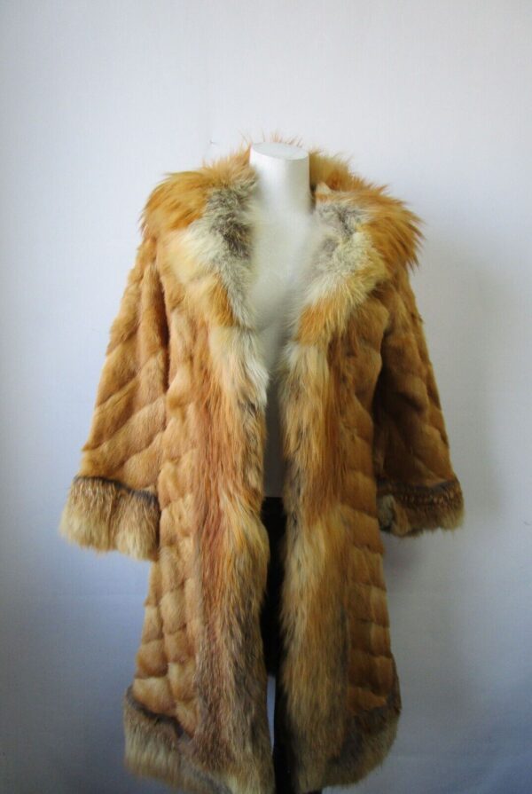 Women's Sz 2/4 Red Mink with Fox Fur Coat Jacket MINT Woman