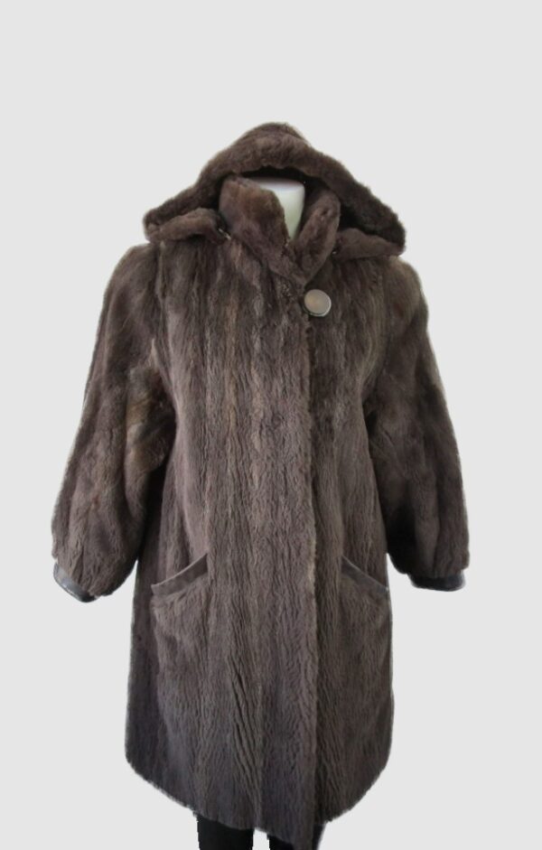 Sheared Raccoon Fur Coat Jacket Hood Woman Sz 6 Women's SUPERB