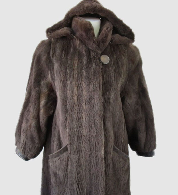 Sheared Raccoon Fur Coat Jacket Hood Woman Sz 6 Women's SUPERB