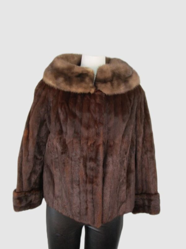 Ermine & Mink Fur Coat Jacket Bolero MINT Women's Sz 8