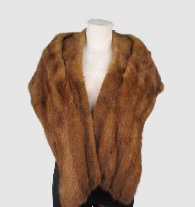 Mink Fur Stole Wrap Cape 62" x 13" Wedding Women's MINT