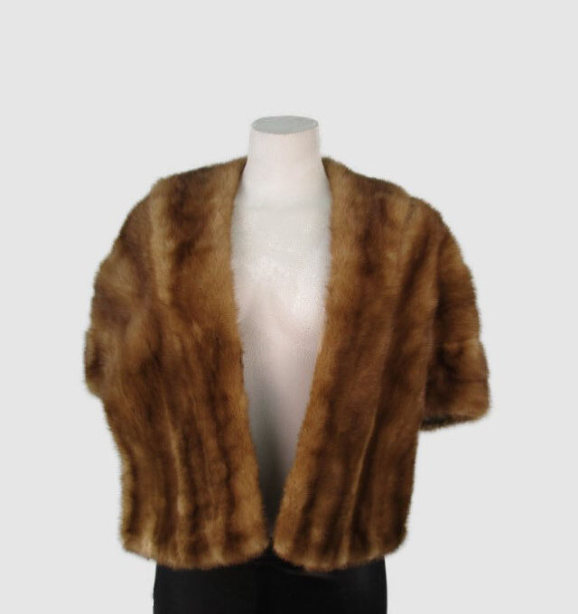 Mink Fur Stole Wrap Cape 52"" x 17" Wedding Women's MINT+
