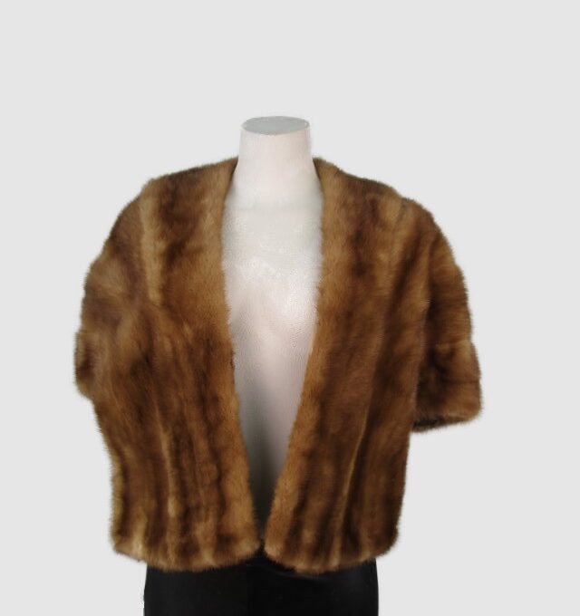 Mink Fur Stole Wrap Cape 52"" x 17" Wedding Women's MINT+