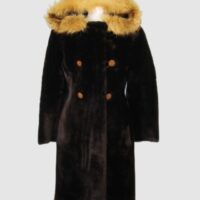 Bon Mouton Lamb Fur Coat Tanuki Raccoon Fur MINT Woman HOOD Women's Sz 2 XXS