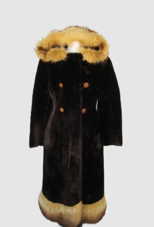 Bon Mouton Lamb Fur Coat Tanuki Raccoon Fur MINT Woman HOOD Women's Sz 2 XXS