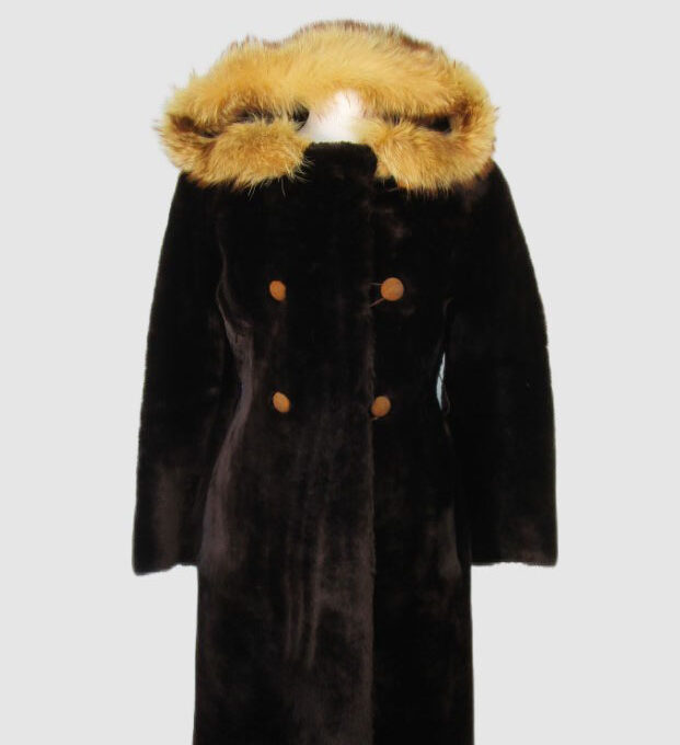 Bon Mouton Lamb Fur Coat Tanuki Raccoon Fur MINT Woman HOOD Women's Sz 2 XXS