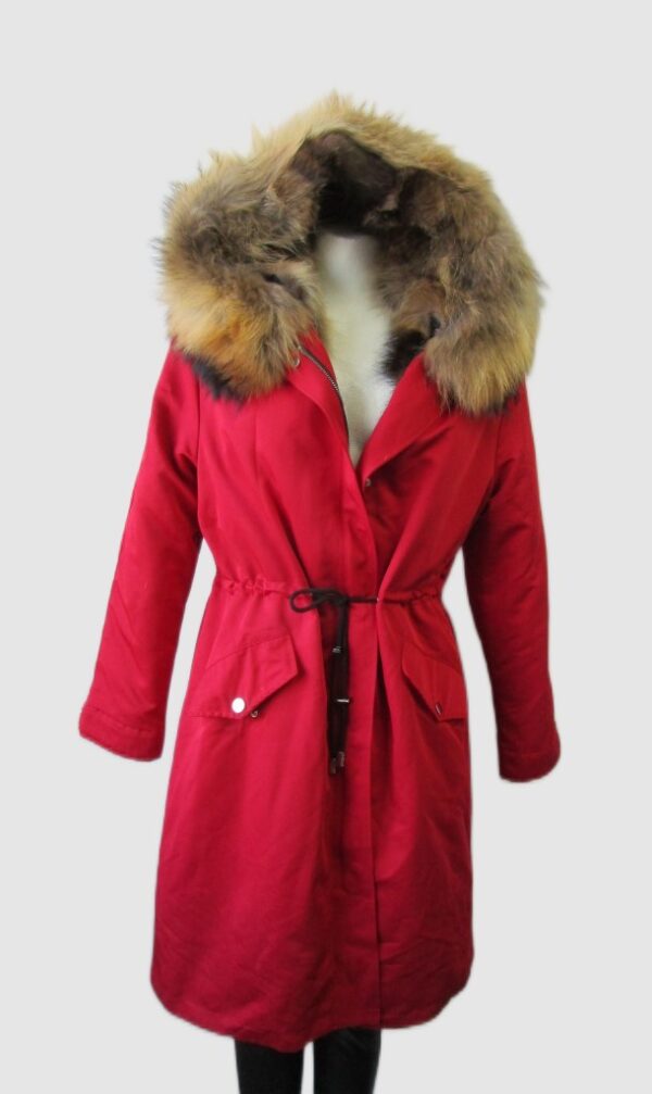 Winter Coat Jacket Parka Hood Raccoon Fur MINT+ Women's Red