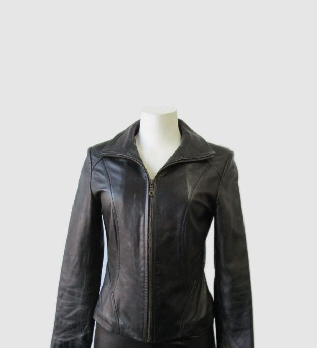 Leather Jacket MINT+ Woman Women's Sz XS Black Genuine