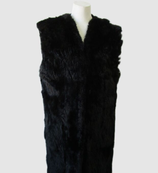 Opossum Fur Lining Vest SUPERB Woman Women's Sz 14 L Black