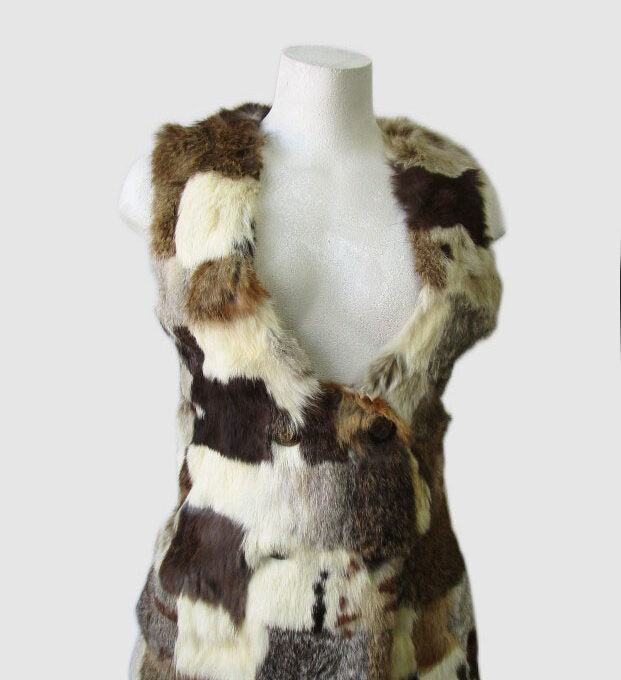 Rabbit Fur Vest Woman MINT Women's Sz XS Multi Color