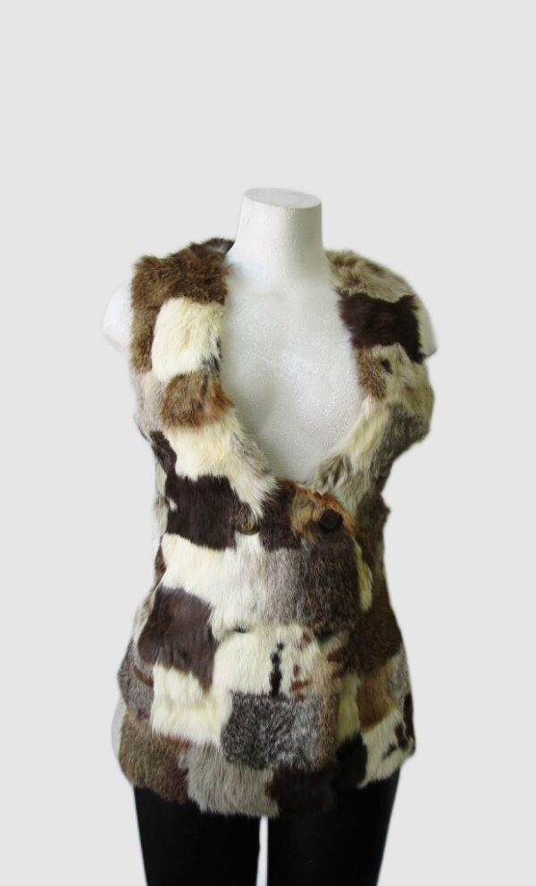 Rabbit Fur Vest Woman MINT Women's Sz XS Multi Color
