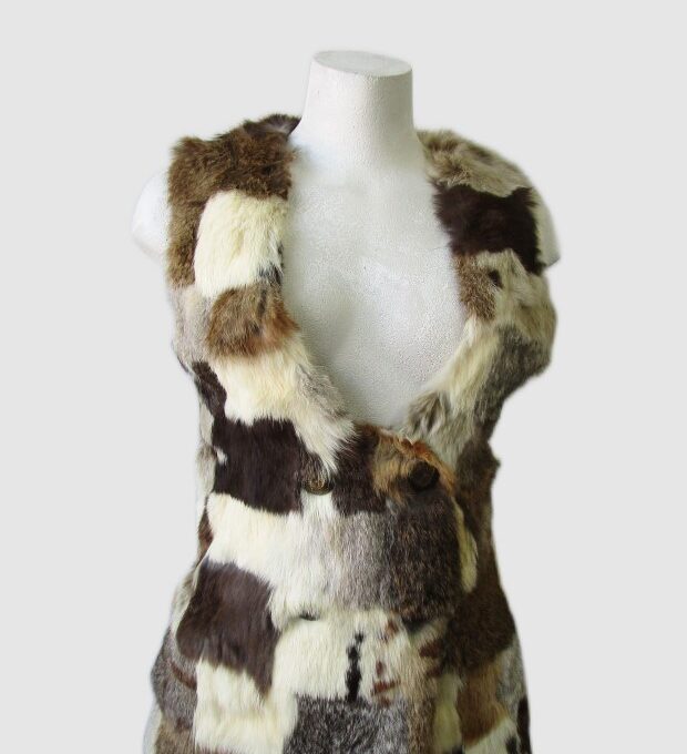 Rabbit Fur Vest Woman MINT Women's Sz XS Multi Color