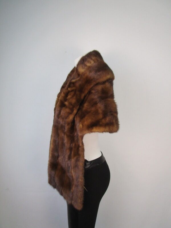 Women's Dark Pastel Mink Fur Stole Wrap Cape MINT Wedding - Image 2