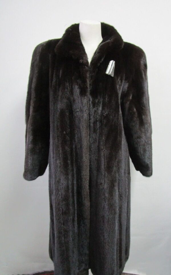 Women's Sz 12 Natural Black Mink Fur Coat Jacket VG++ Woman