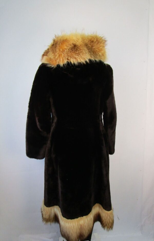 Women's Sz 2 XXS Bon Mouton Lamb Fur Coat Tanuki Raccoon Fur MINT Woman HOOD - Image 5