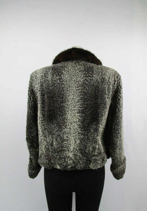 Women's Sz 4 Gray Persian Lamb & Mink Fur Coat Jacket Mint Grey Woman - Image 5