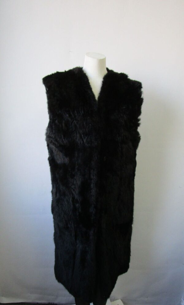 Women's Sz 14 L Black Opossum Fur Lining Vest SUPERB Woman - Image 4