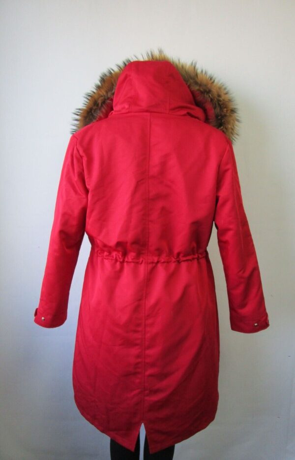 Women's Red Winter Coat Jacket Parka Hood Raccoon Fur MINT+ - Image 6