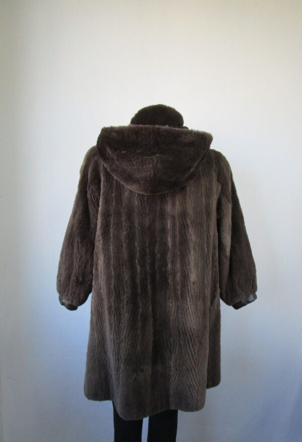 Women's SUPERB Sheared Raccoon Fur Coat Jacket Hood Woman Sz 6 - Image 4