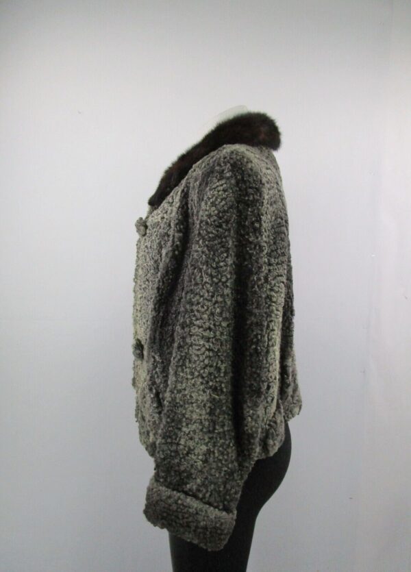 Women's Sz 4 Gray Persian Lamb & Mink Fur Coat Jacket Mint Grey Woman - Image 4