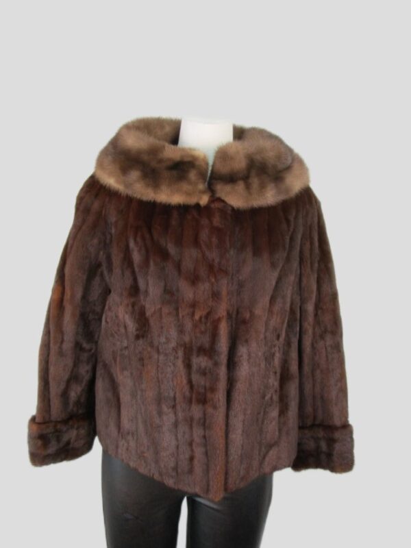 Ermine & Mink Fur Coat Jacket Bolero MINT Women's Sz 8