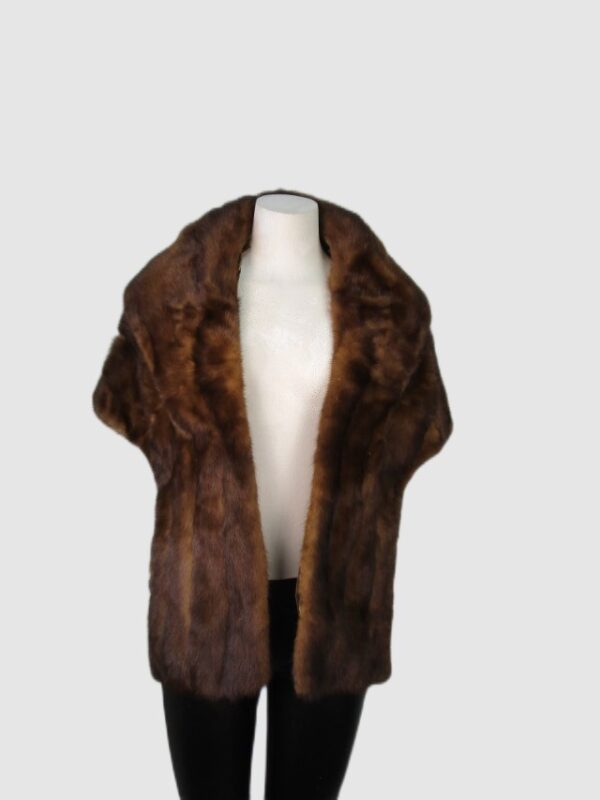 Mink Fur Stole Wrap Cape MINT Wedding Women's Natural Dark Pastel