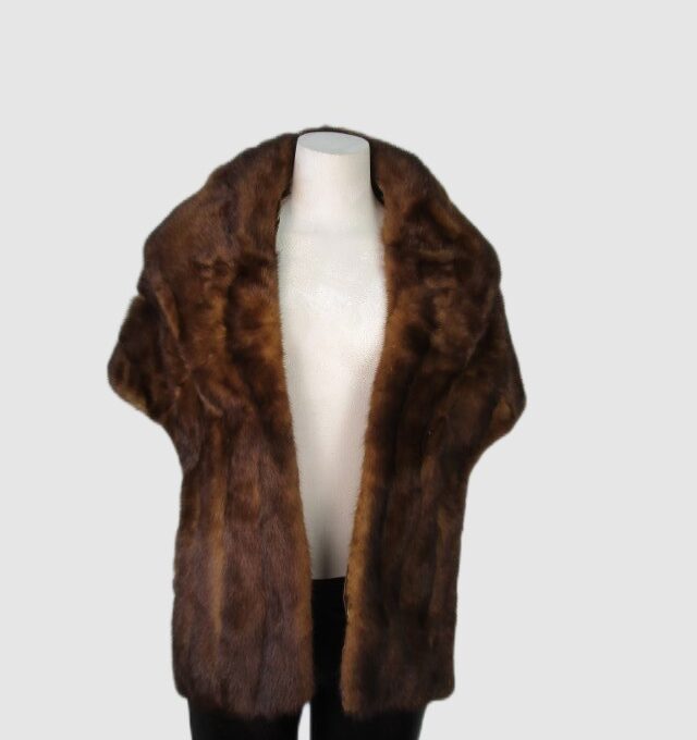 Mink Fur Stole Wrap Cape MINT Wedding Women's Natural Dark Pastel