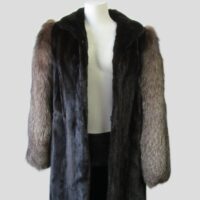 Mink Fur Coat Jacket with Silver Fox Fur MINT+ Women's Sz 6 Natural Black