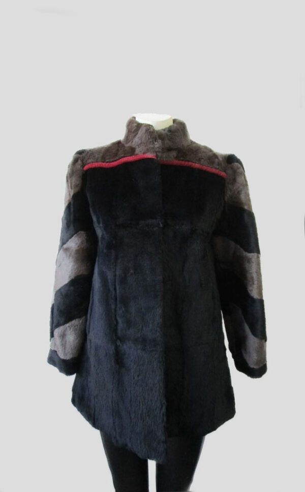 Sheared Muskrat Fur Jacket Coat SUPERB Woman Women's Sz 6 Black Gray Grey