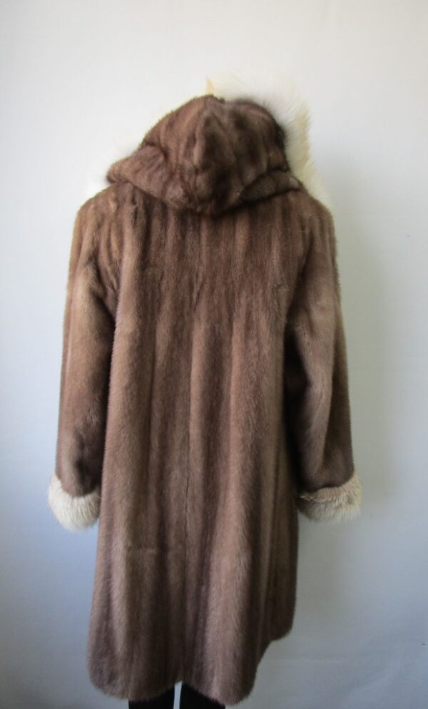 Mink Fur Coat Jacket Fox Fur MINT+ Women Women's Sz 10 Hood - Image 5