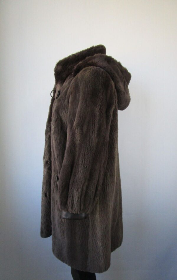 Women's SUPERB Sheared Raccoon Fur Coat Jacket Hood Woman Sz 6 - Image 3