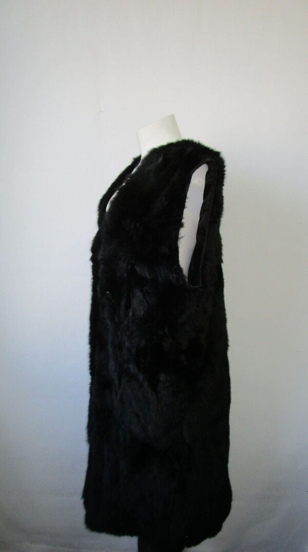 Women's Sz 14 L Black Opossum Fur Lining Vest SUPERB Woman - Image 3