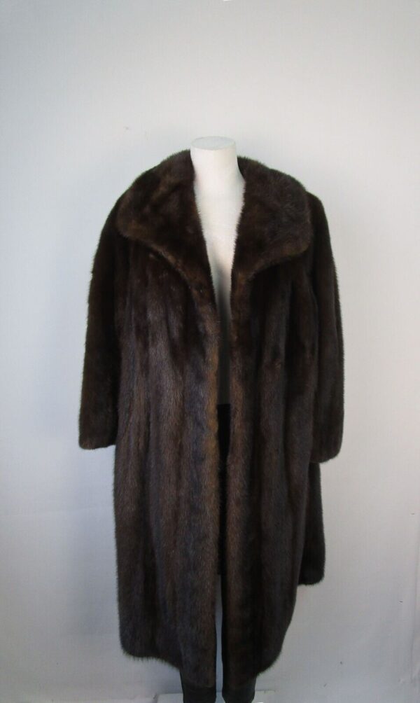 Women's Sz 10/12 Dark Ranch Mink Fur Coat MINT+ Woman