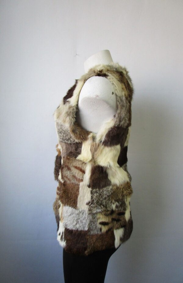 Women's Sz XS Multi Color Rabbit Fur Vest Woman MINT - Image 3