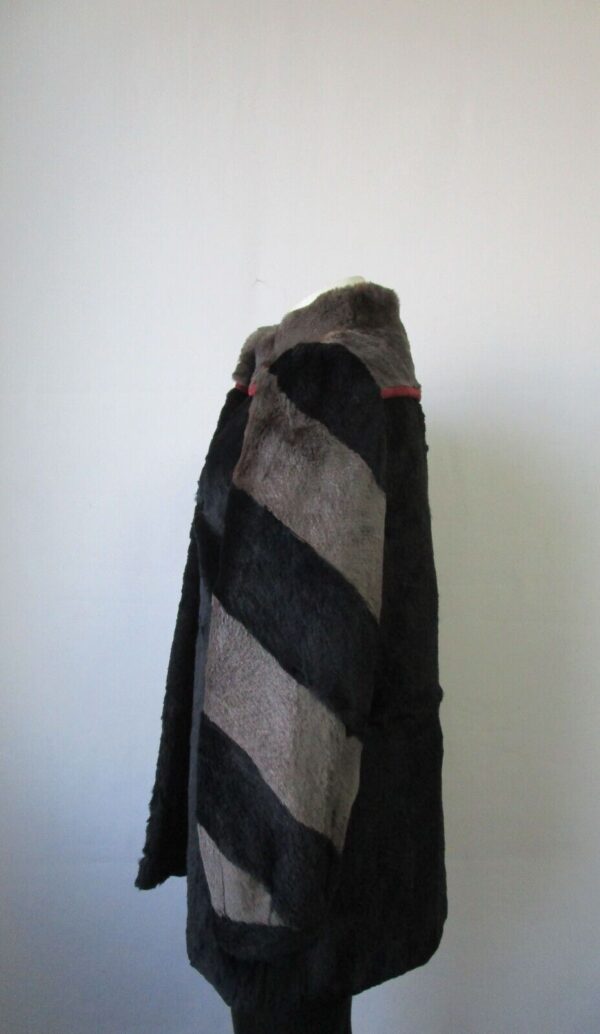 Women's Sz 6 Black Gray Grey Sheared Muskrat Fur Jacket Coat SUPERB Woman - Image 3