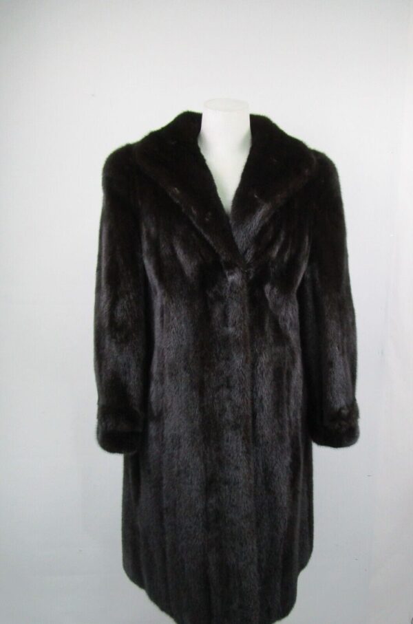 Women's Sz 8 Natural Black Mink Fur Coat Jacket SUPERB Woman