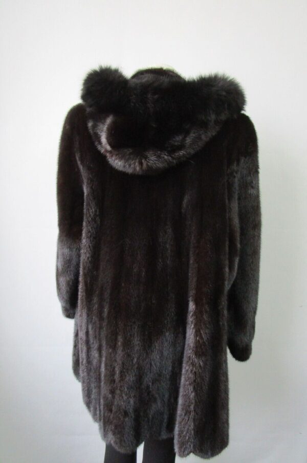 Women's Sz 8 Excellent Mink Fur Coat Jacket Stroller Hood Fox Fur - Image 5