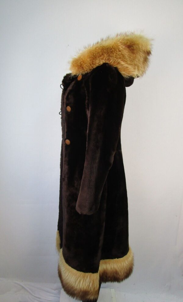 Women's Sz 2 XXS Bon Mouton Lamb Fur Coat Tanuki Raccoon Fur MINT Woman HOOD - Image 4