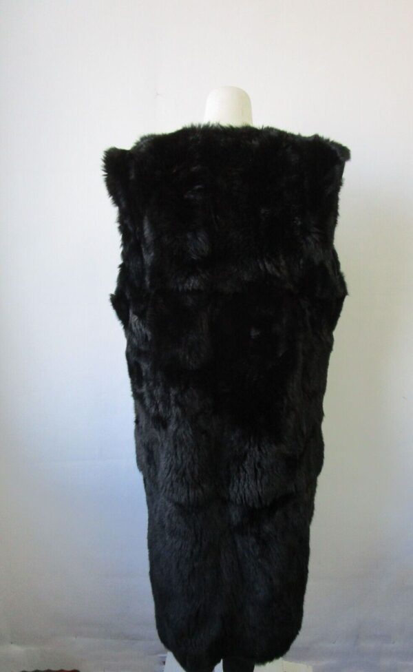 Women's Sz 14 L Black Opossum Fur Lining Vest SUPERB Woman - Image 2