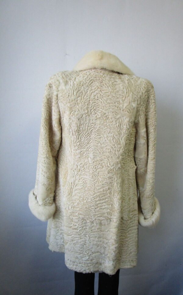 Swakara with Pearl Mink Fur Coat Jacket MINT+ Woman Sz 4 Beige - Image 4