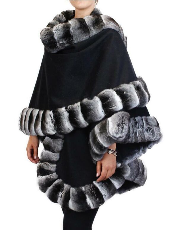 Women's Brand New 100% Cashmere & Chinchilla Fur Wrap Cape 27" WEDDING