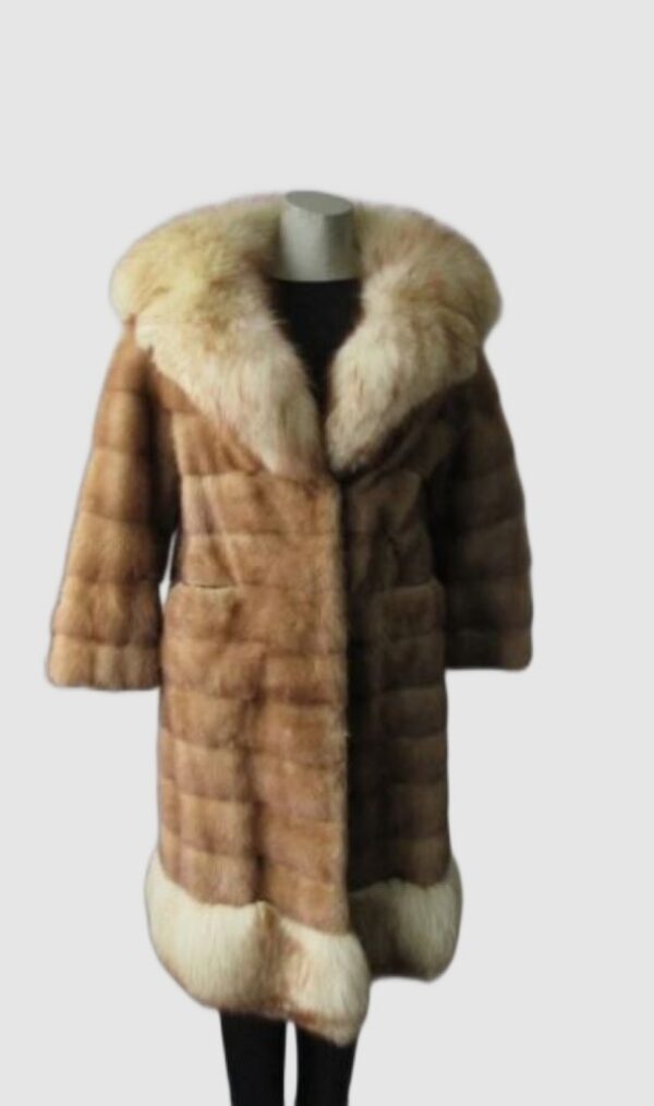 Mink Fur Coat Jacket with Fox Fur MINT Ladies Women's Sz 6