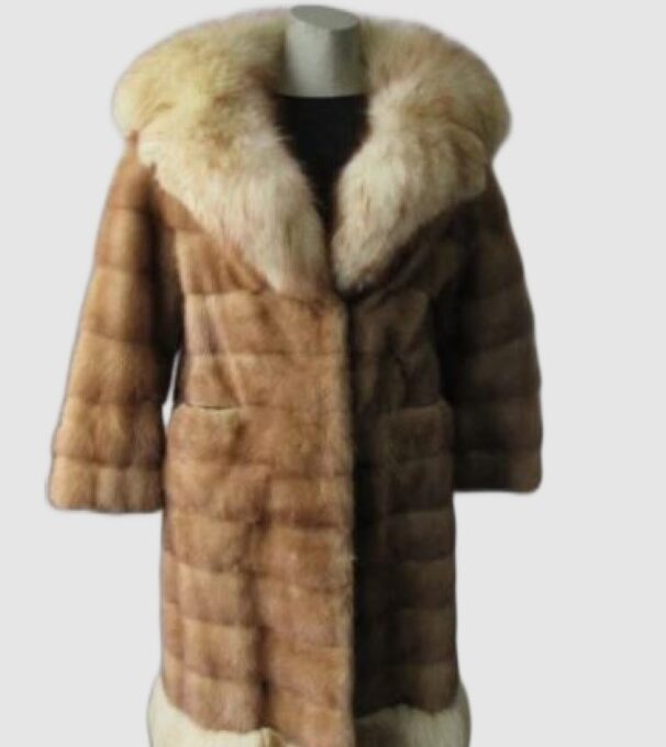Mink Fur Coat Jacket with Fox Fur MINT Ladies Women's Sz 6