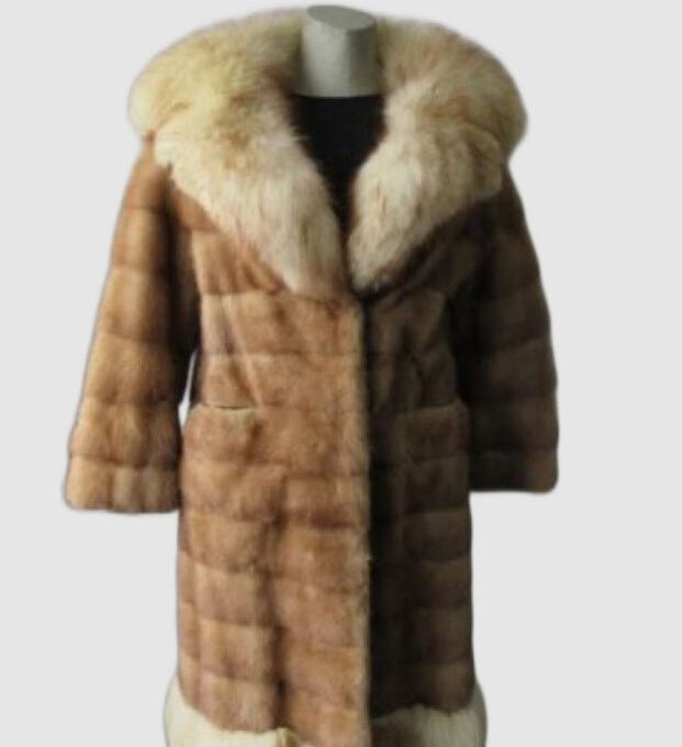 Mink Fur Coat Jacket with Fox Fur MINT Ladies Women's Sz 6