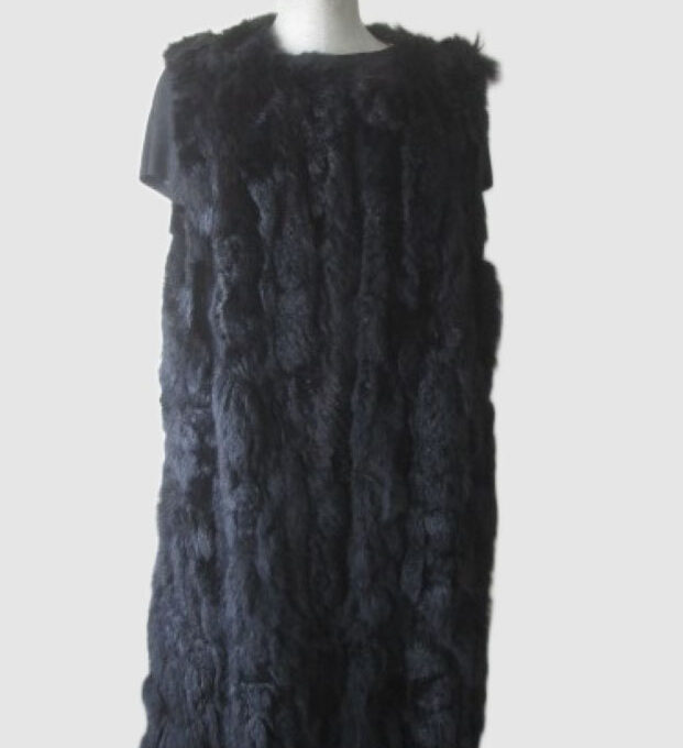 Opossum Fur Lining Vest MINT+ Women's Sz 10/12 M/L Black