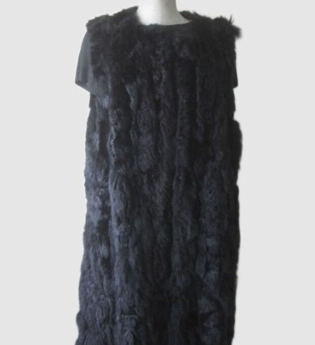 Opossum Fur Lining Vest MINT+ Women's Sz 10/12 M/L Black