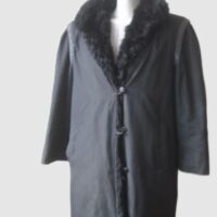 Raincoat with Detachable Black Opossum Fur Vest Lining Women's Sz 14 MINT