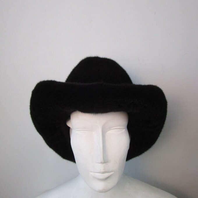 Mink Fur COWBOY Hat Man Men's Sz 24" New Black
