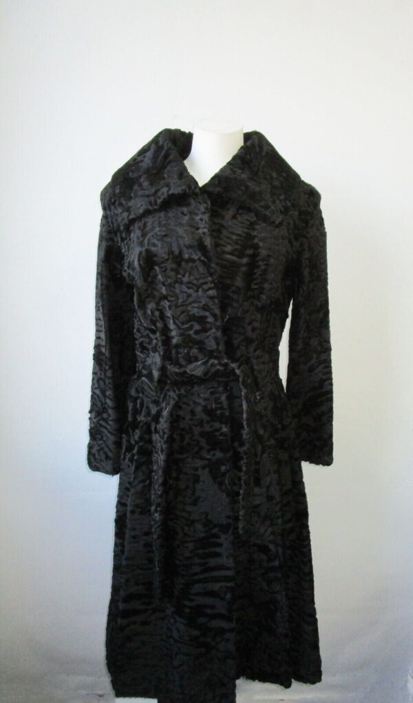 Women's Sz 4 Black Swakara Fur Coat Jacket SUPERB Woman