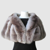 Chinchilla Fur Cape Shawl Stole Wrap Wedding Women's New Gray Grey